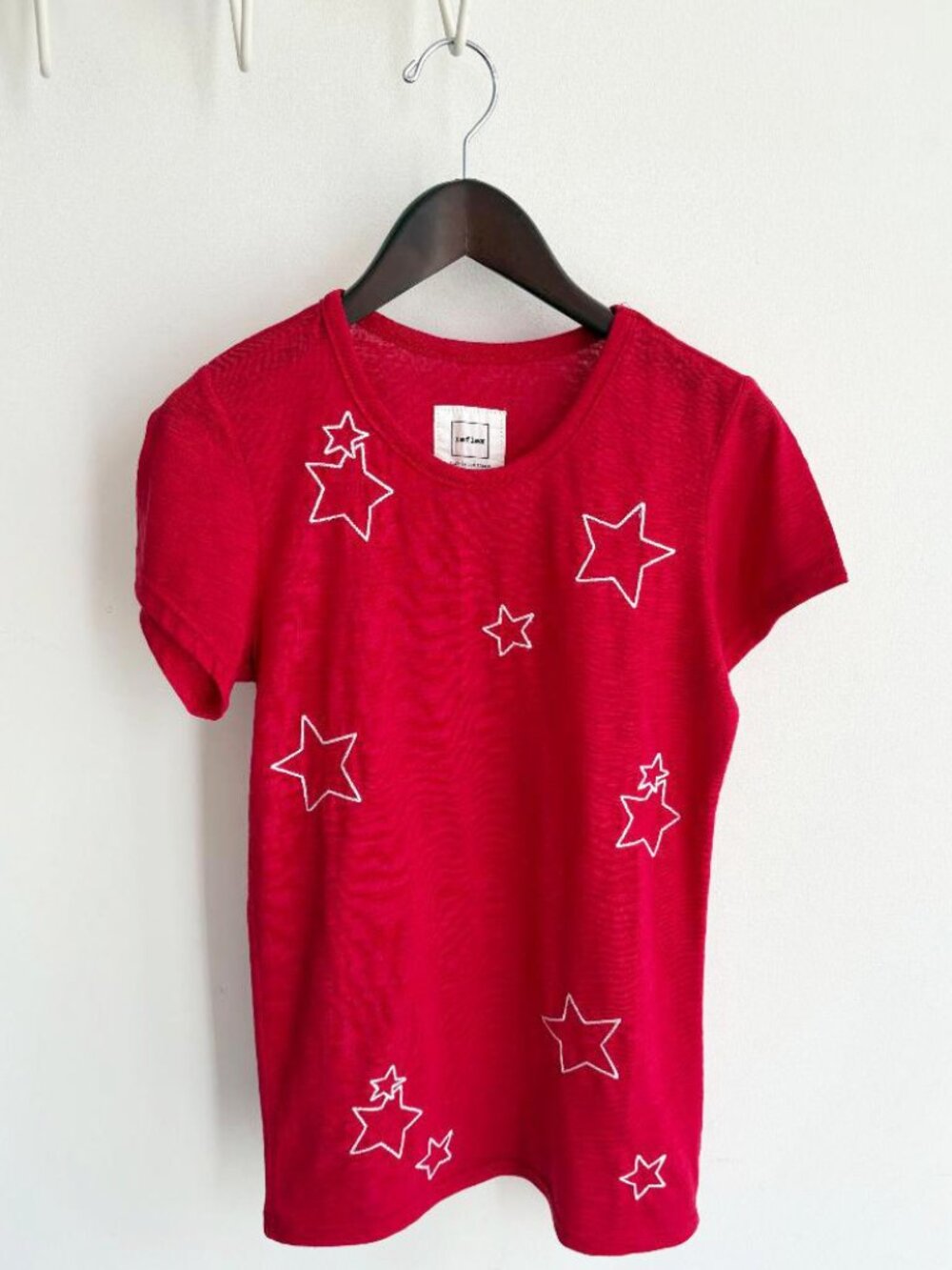 Reflex Red Short Sleeve Tee with White Embroidered Stars